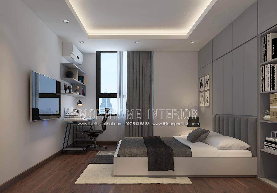 Thiết kế nội thất phòng ngủ master hiện đại với trang thiết bị nổi thất tiện nghi Thiết kế chung cư