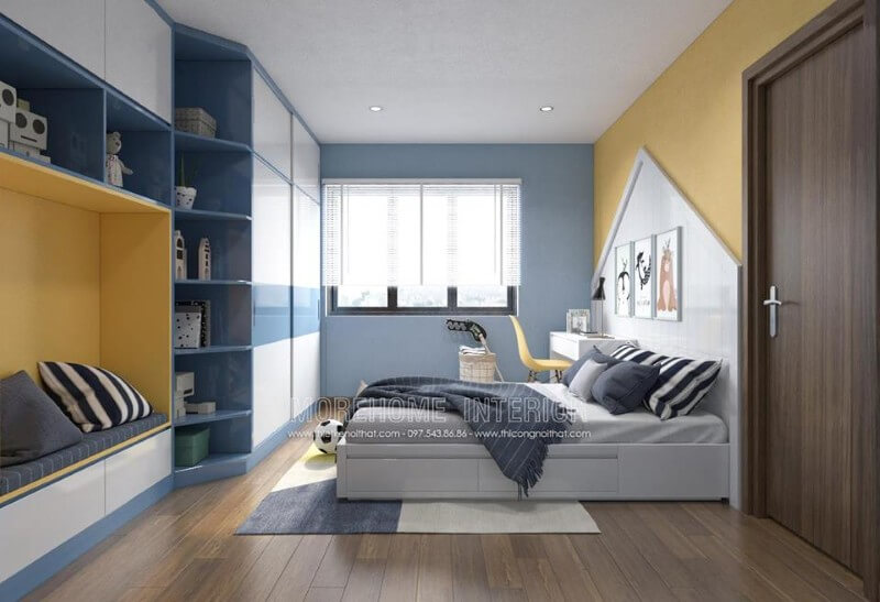 Không gian phòng ngủ cho bé được chăm chút trong thiết kế mang đến không gian nghỉ ngơi thực sự phù hợp Thiết kế chung cư