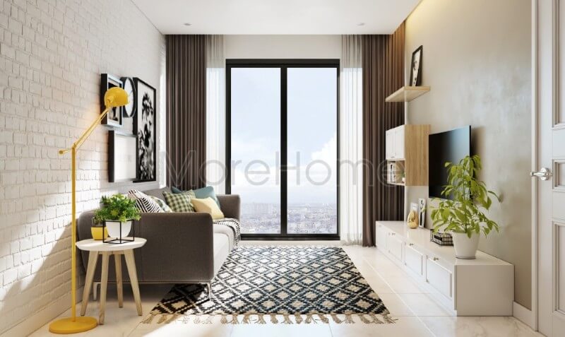 Với 2 gam màu chủ đạo trắng và đen được kết hợp hài hòa, khéo léo, không gian phòng khách mang lại sự sang trọng, tinh tế cũng như mang đậm nét tính cách của gia chủ tại căn hộ chung cư này Thiết kế chung cư