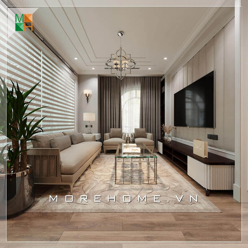 Mẫu kệ tivi gỗ ấn tượng kết hợp giữa sắc nâu trầm và trắng tinh khôi, hoàn hảo cho phòng khách chung cư, nhà phố Thiết kế chung cư