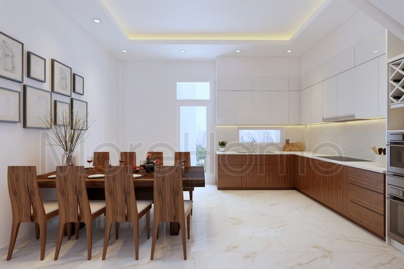 Để làm cho bức tường không trống và trông đẹp hơn, hãy trang trí nội thất phòng bếp với một bộ tranh decor nhỏ.